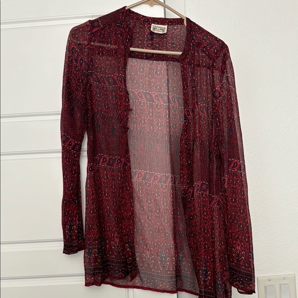 Converse Sheer Red Paisley Cardigan